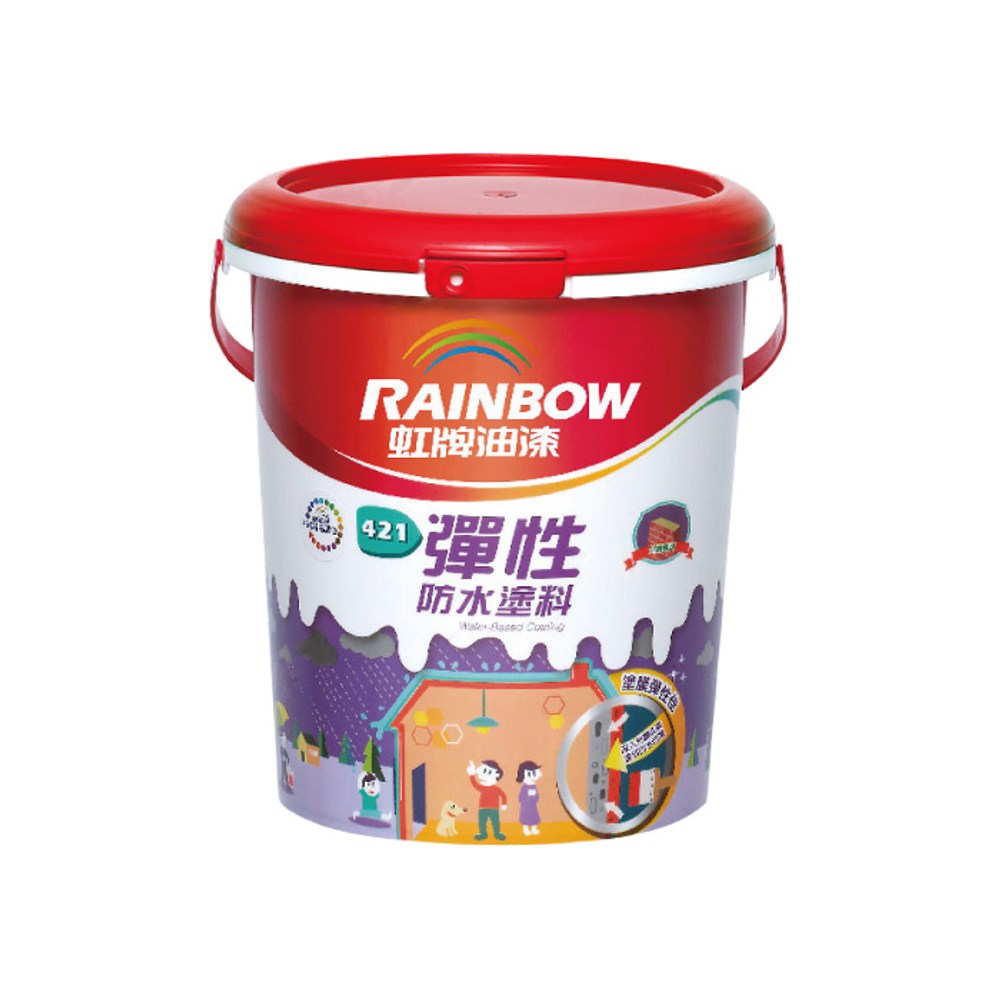 漆 Rainbow_虹牌油漆】421 水性彈性面漆有光（1加侖裝）藤黃｜地板油漆