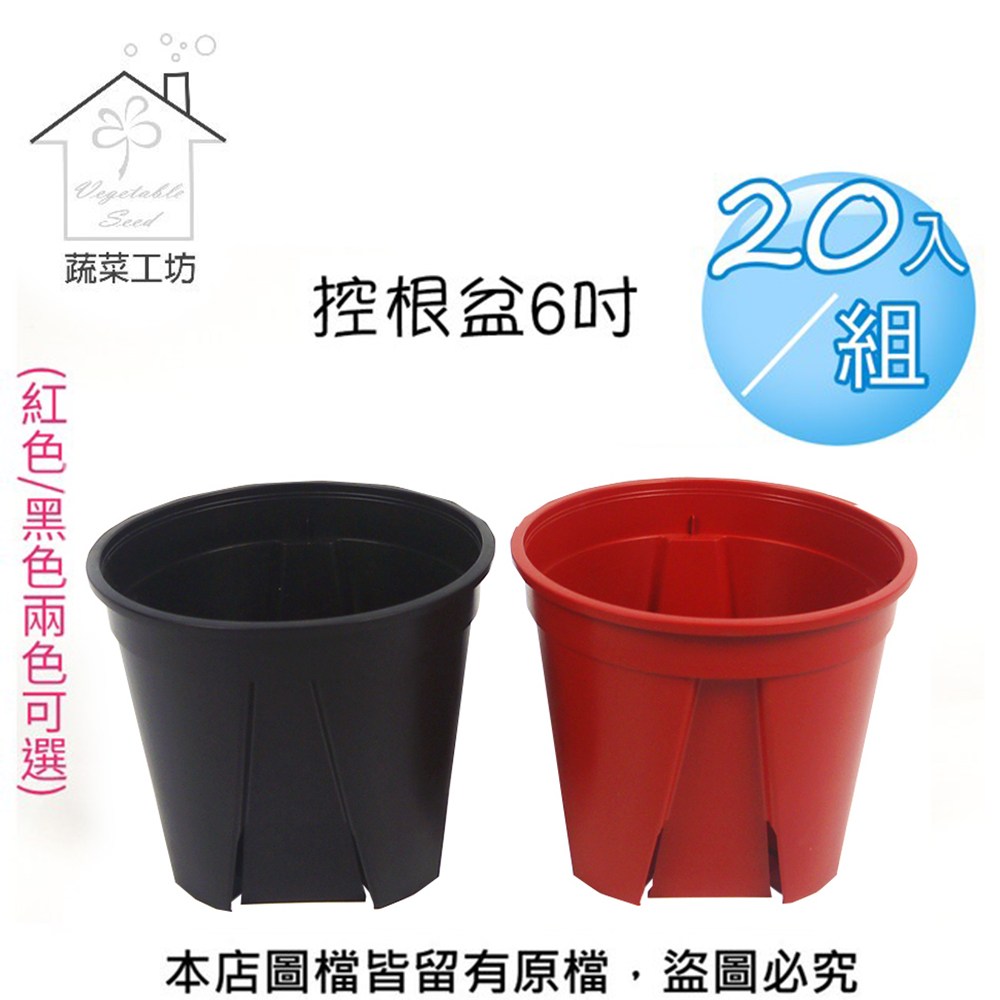 蔬菜工坊】控根盆6吋- 20入/組(紅色/黑色兩色可選)黑色｜園藝休閒