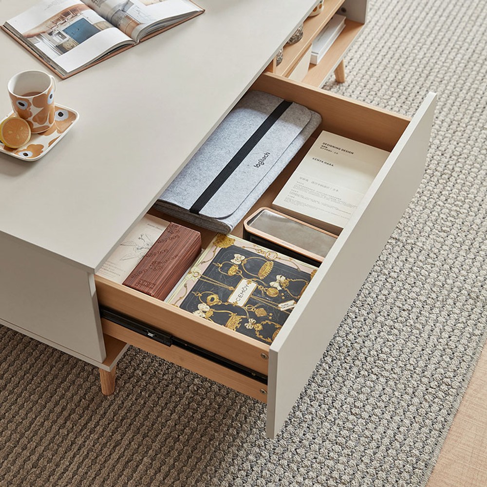 hoi! 林氏木業簡約雙色1.2M收納茶几OV1L-原木+灰｜家具床墊｜特力屋