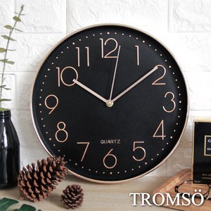 TROMSO紐約時代玫瑰金靜音時鐘-時尚數字黑