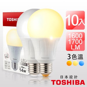 TOSHIBA東芝-10入組 第二代 高效球泡燈 14W LED白光6500K