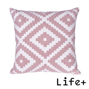 【Life+】 幾何繡花 棉麻舒適方型抱枕.靠枕_菱形
