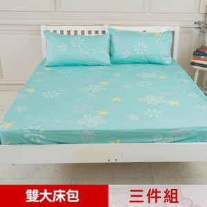 【米夢家居】台灣製造-100%精梳純棉雙人加大6尺床包三件組-花藤小徑
