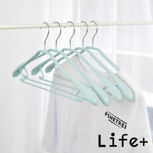 【Life+】北歐ins乾濕兩用多功能不鏽鋼寬肩衣架10入-藍綠藍綠