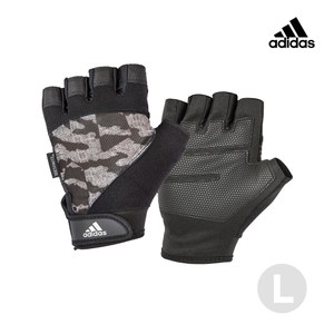 Adidas 透氣防滑短指手套(迷彩灰)-L