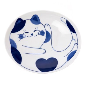 日本花貓咪橢圓盤19.5cm