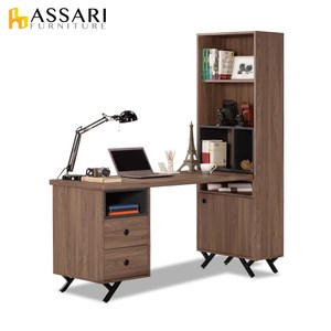 ASSARI-約克5尺L型二抽書桌(寬151x深60x高181cm)