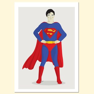 【摩達客】西班牙知名插畫家Judy Kaufmann藝術創作海報版畫掛畫裝飾畫-超人