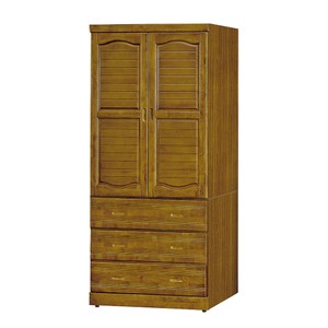 【obis】霍普樟木色3x7尺雙門三抽衣櫥
