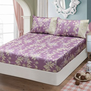 【FITNESS】精梳棉雙人床包枕套三件組-緲緲煙花(紫)5*6.2