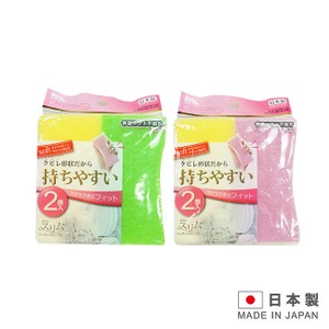 SEIWAPRO 日本製造 2入廚房清潔海綿(粉紅/綠 顏色隨機) K-3925