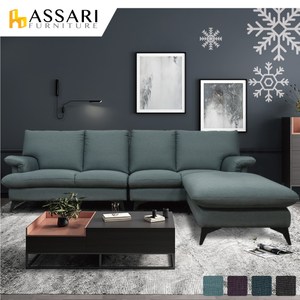 ASSARI-諾爾L型涼感紗貓抓布沙發鋼鐵灰