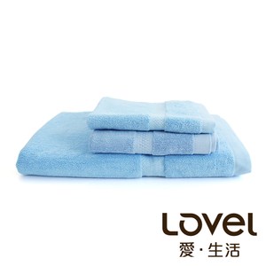 Lovel 嚴選六星級飯店素色純棉3件組(浴巾/毛巾/方巾)-蔚藍