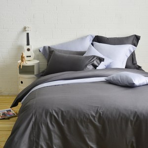 Cozy inn簡單純色-200織精梳棉被套床包組-雙人(多色任選)鐵灰