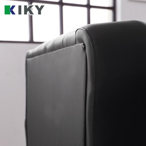 【KIKY】台灣製歐式皮爾1人座懶人皮沙發組(1人座+方塊腳椅)黑色