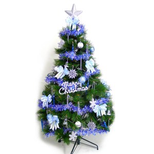 【摩達客】台灣製8尺(240cm)特級綠松針葉聖誕樹(藍銀色系配件組/不含燈)本島免運
