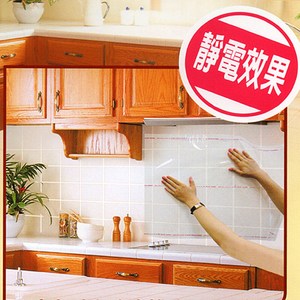 金德恩 台灣製造 廚房免刷洗防油汙靜電透明壁貼12張/包