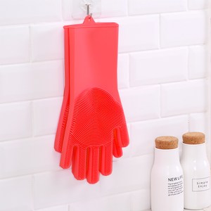 【KM生活】多功能矽膠魔術清潔手套1雙組(紅色)