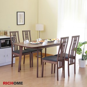 【RICHOME】雅朵拉餐桌椅組(一桌四椅)胡桃木色