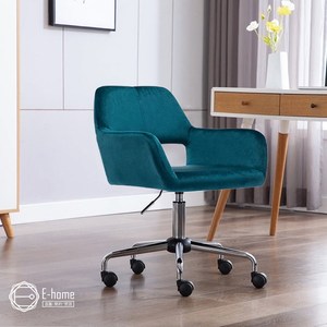 E-home Pepa佩帕時尚中背扶手絨布電腦椅-三色可選藍色
