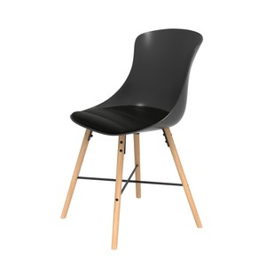 組 - 特力屋萊特 塑鋼椅 櫸木腳架30mm/黑椅背/黑座墊