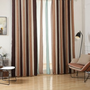 【三房兩廳】現代北歐風格雪尼爾條紋窗簾300x210(咖啡條紋)