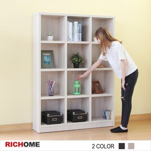 【RICHOME】傑克12格書櫃-2色白橡木紋色