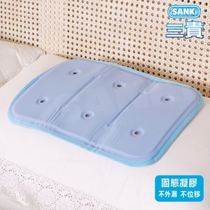 【SANKI 三貴】散熱孔3D網凝膠冰涼枕座墊30x40cm(素面藍)素面藍