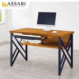 ASSARI-海灣4.2尺工業風鐵架電腦桌(寬127x深60x高78c