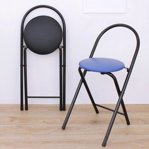 【頂堅】鋼管(PU泡棉椅座)折疊椅/餐椅/折合椅(二色可選)-4入組藍色