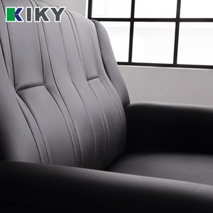 【KIKY】台灣製歐式皮爾1人座懶人皮沙發組(1人座+方塊腳椅)黑色