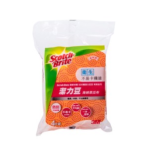 3M Scotch-BriteTM潔力豆海綿菜瓜布—餐具/不沾鍋專用4片裝