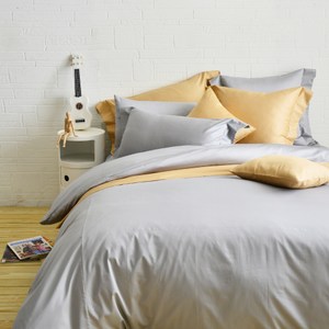 Cozy inn極致純色-300織精梳棉四件式被套床包組-特大淺灰
